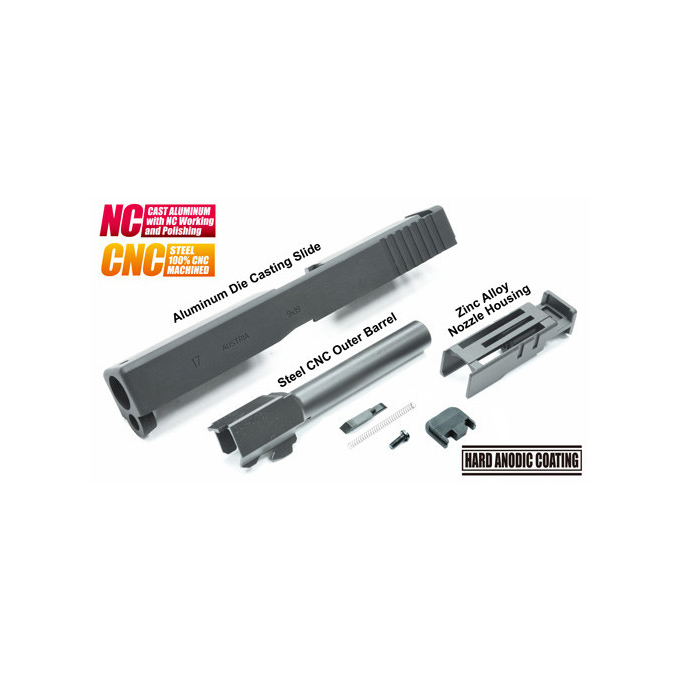Aluminum Slide & Steel Barrel Set for TM GLOCK-17 (2018 Version/Black)