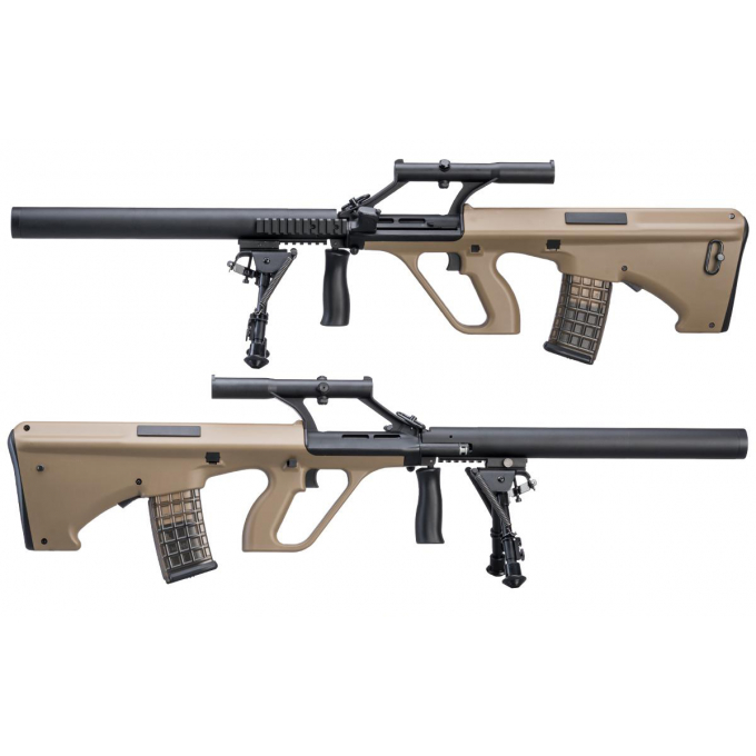 Steyr Aug + tlumič + optika + dvojnožka (SW-020-AM) - pískový
