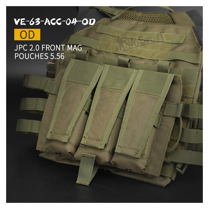 Přední platforma s  5.56 zásobníkovými sumkami pro JPC vestu 2.0 - Zelená