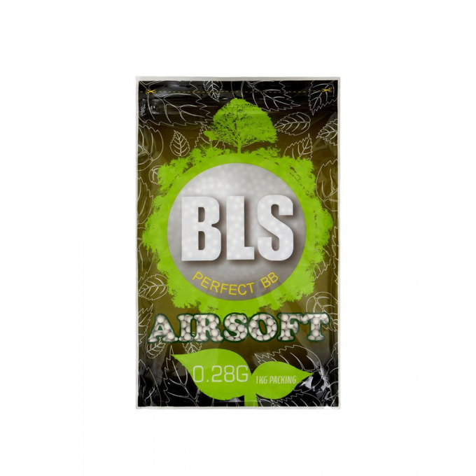 BLS airsoftové guličky BIO 0,28g, 3500 BBs (vrecko) - Biela