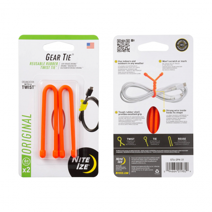 Vázací drát Gear Tie (2ks), oranžový - délka 6"