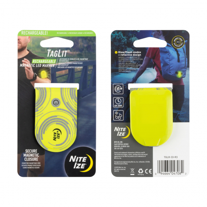 Nabíjecí magnetické značkovací LED světlo Nite Ize TagLit - žlutá NEON