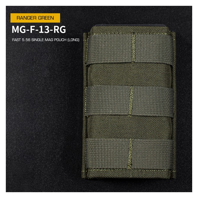 FAST Type Single 5.56 Magazine Pouch  (Long) - Ranger Green