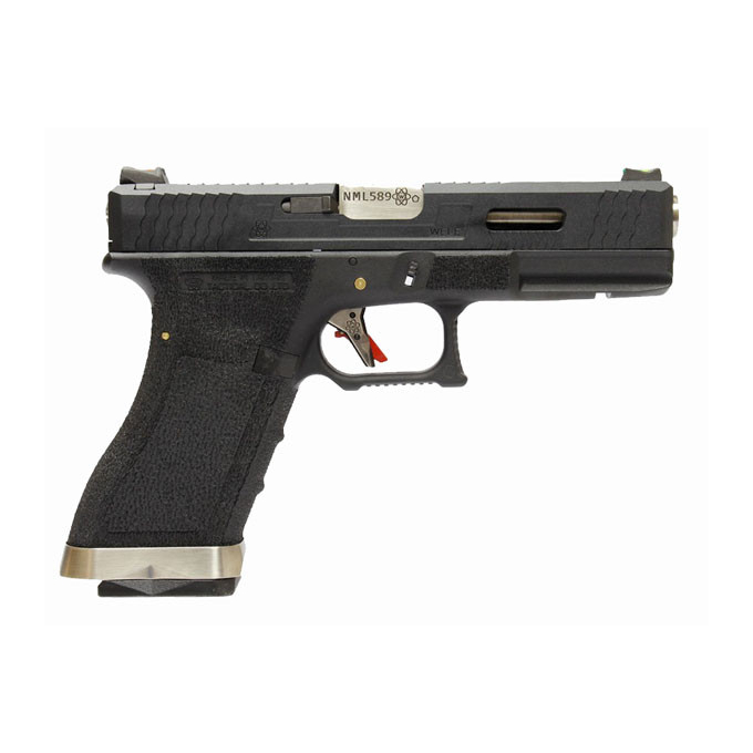 R18C (G002WET-5) Gen4 T5- kovový závěr - černý, stříbrná hlaveň, blowback