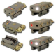 AN/PEQ10 + LED svítilna + červený laser - pískový