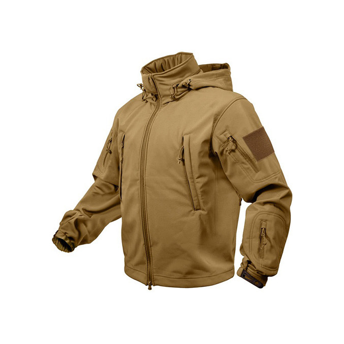 Bunda TACTICAL s kapucí softshell COYOTE, velikost M