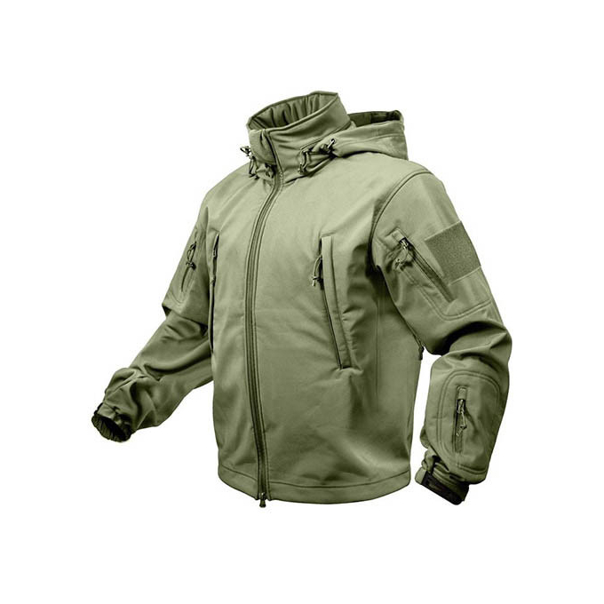 Bunda TACTICAL s kapucí softshell ZELENÁ, velikost M
