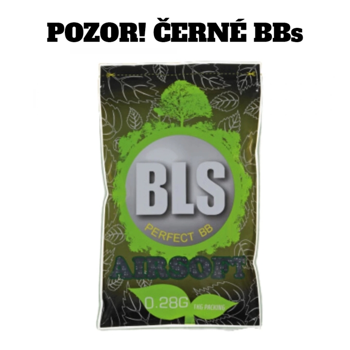 BLS airsoftové guličky BIO 0,28g, 3500 BBs (vrecko) - Čierna