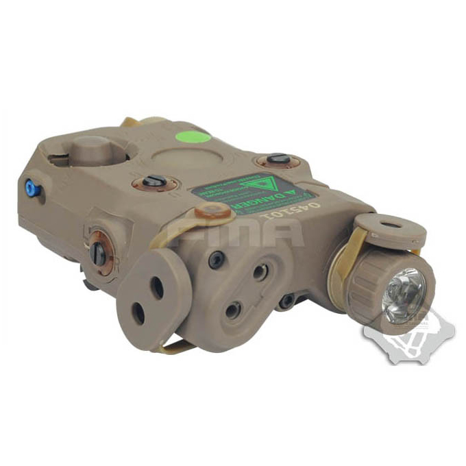 AN/PEQ15 Upgrade Version - bílá LED svítilna + zelený laser s IR krytkami + IR přísvit, pískový